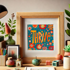 Thrive inspirational Heart Blommigt Söt Fototryck