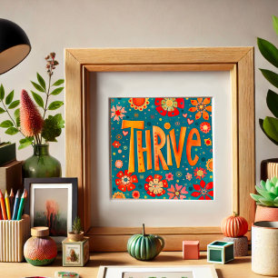 Thrive inspirational Heart Blommigt Söt Fototryck