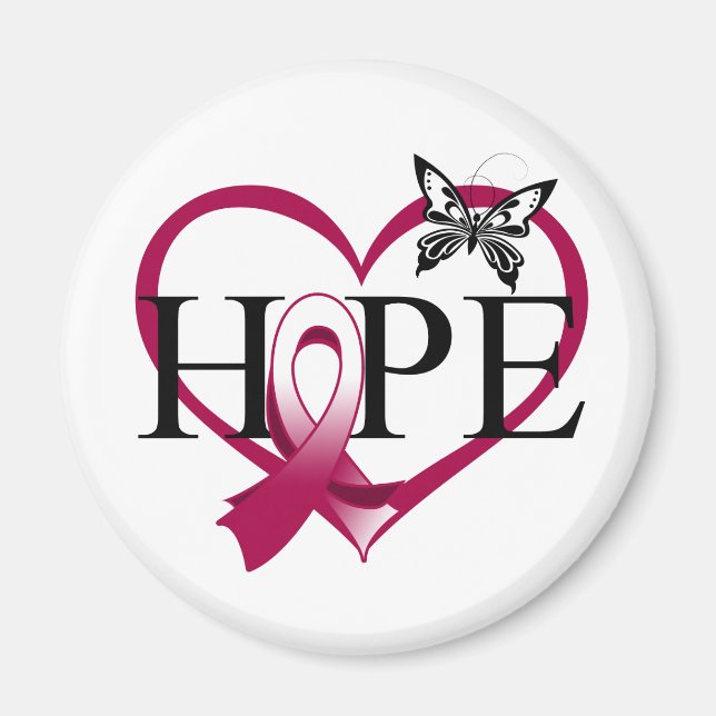 Throat Cancer Hope Butterfly Heart Décor Magnet (Framsidan)