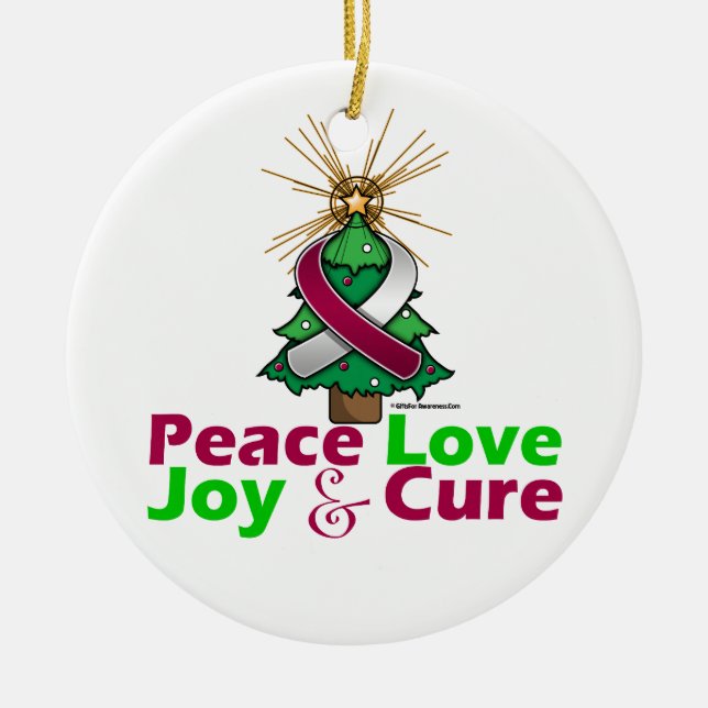 Throat Cancer Peace Kärlek Joy Cure Julgransprydnad Keramik (Framsidan)