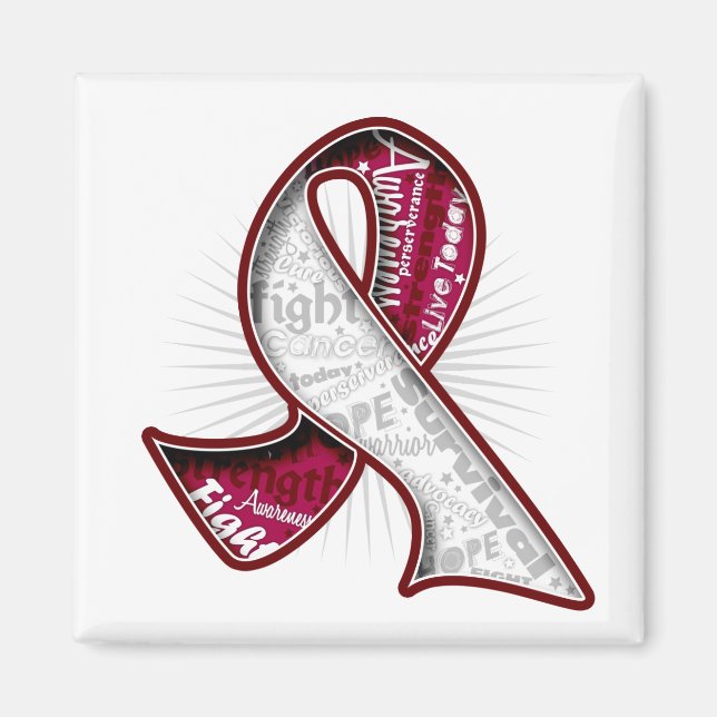 Throat Cancer Slogan Watermark Ribbon Magnet (Framsidan)