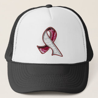 Throat Cancer Slogan Watermark Ribbon Truckerkeps