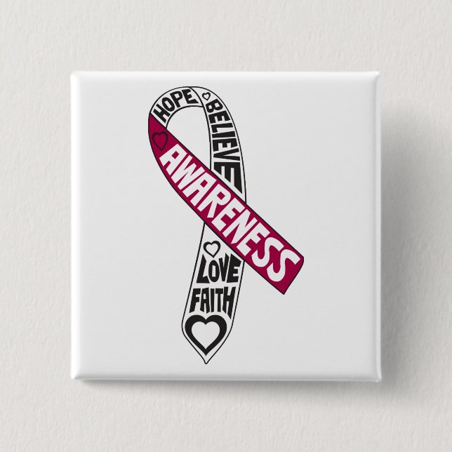 Throat Cancer Slogans Ribbon Knapp (Framsida)