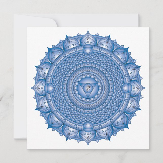 Throat Chakra Blue Mandala Square Note Card Anteckningskort (Framsida)