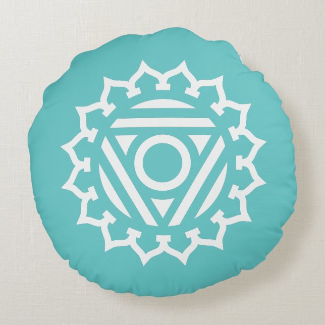 Throat Chakra Energy Round Pillow Rund Kudde (Baksidan)