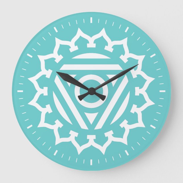 Throat Chakra Energy Wall Clock Stor Klocka (Framsida)