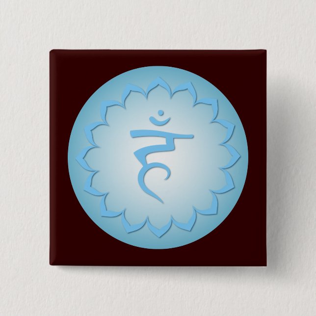 Throat Chakra - ljusblå Knapp (Framsida)