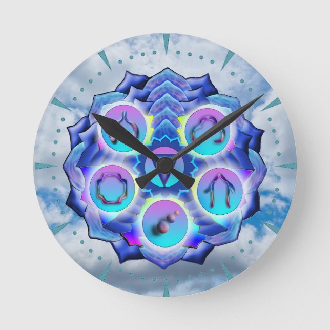 Throat Chakra Rund Klocka (Framsida)