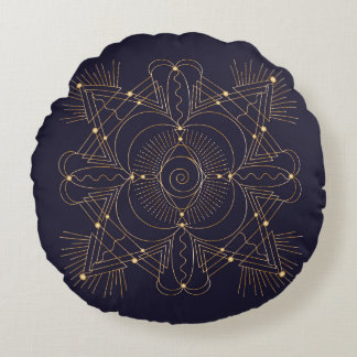 Throat Chakra Shadow Mandala Round Pillow Rund Kudde