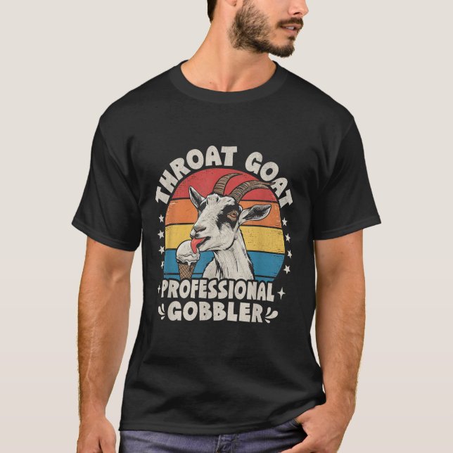 Throat Goat Retro InLämpligt Vuxen humor Funny T Shirt (Framsida)