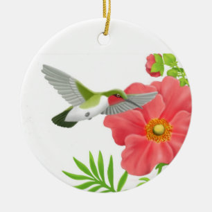 Throated Hummingbirdprydnad för Ruby Julgransprydnad Keramik
