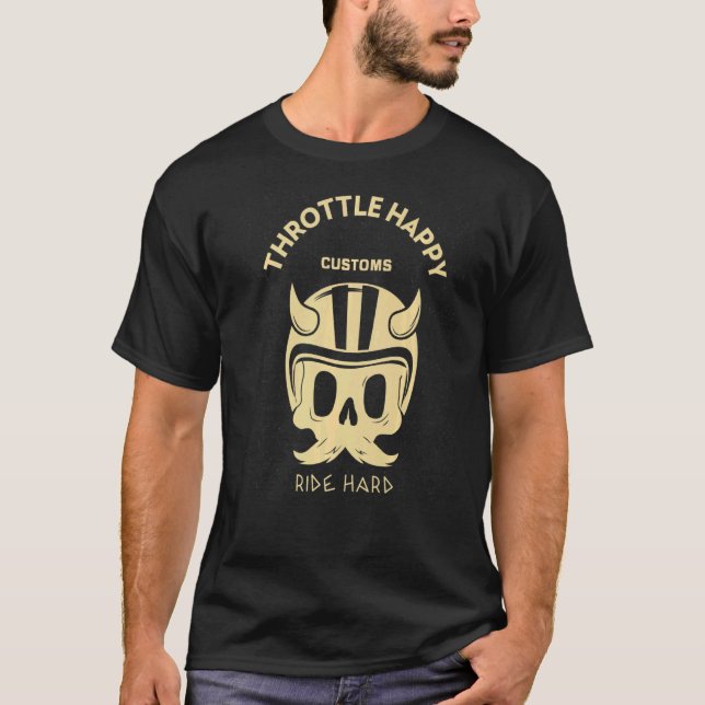 Throttle Lycklig Anpassningsbar Dead Biker T Shirt (Framsida)
