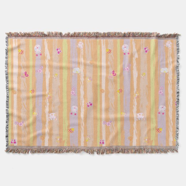 Throw Blanket – Baby Joy & Creatures Pastel Animal Filt (Framsidan)