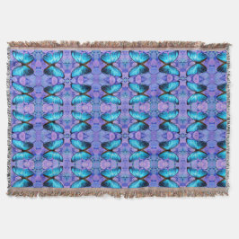 Throw Blanket Blue Butterfly & Hydrangeas Filt
