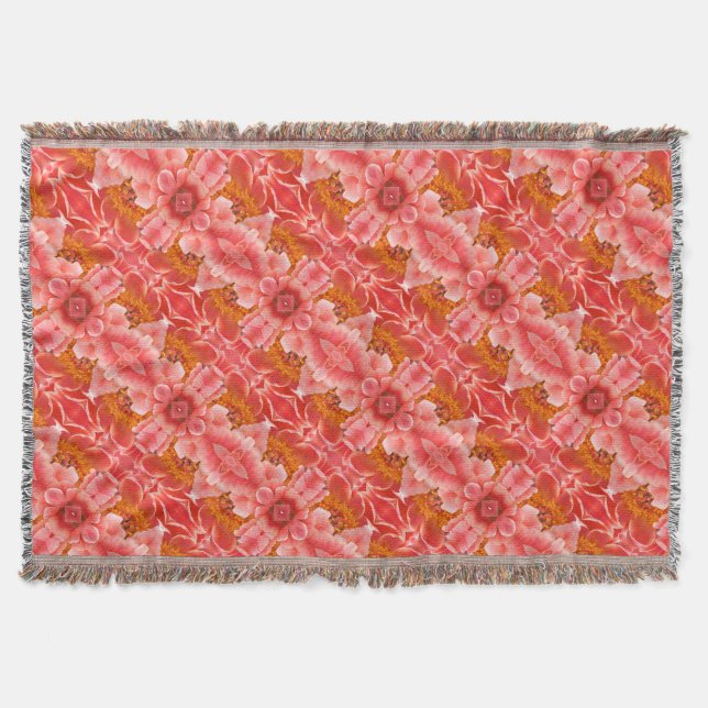 Throw Blanket Coral Peony Mönster Filt (Framsidan)