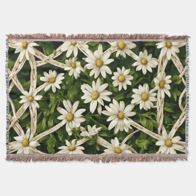 Throw Blanket  Eternal Blossom Wicker Weave Throw Filt (Framsidan)