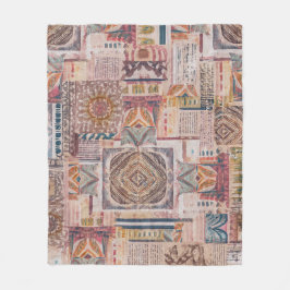 Throw Blanket Ethnic Patchwork Fleecefilt
