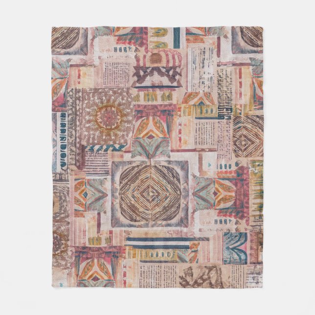 Throw Blanket Ethnic Patchwork Fleecefilt (Framsidan)
