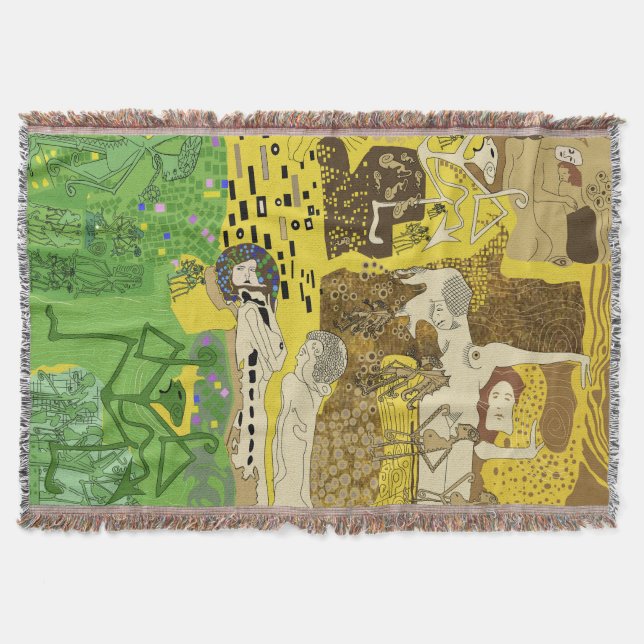 Throw Blanket Funky Dancing Man Mönster Grönt Filt (Framsidan)