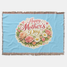 Throw Blanket happy Mother's Day floral wreath woo Filt