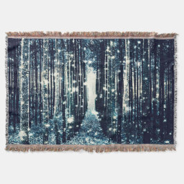 Throw Blanket: Magic Forest Teal Grått Elegance Filt