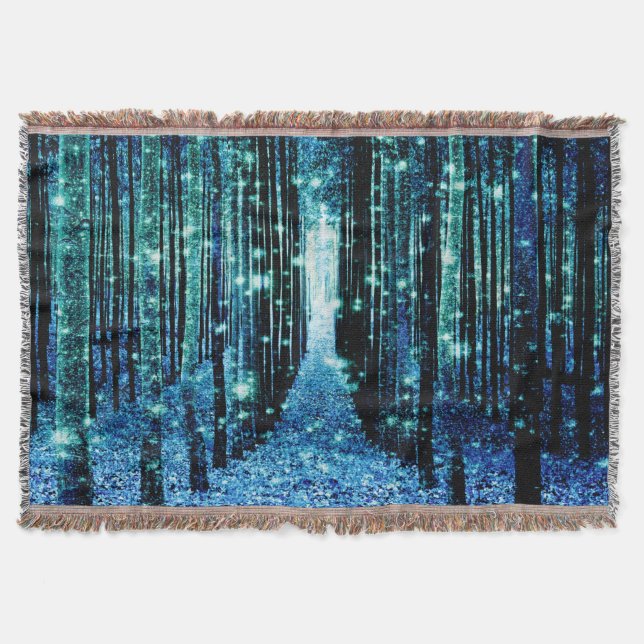 Throw Blanket : Magic Forest Turcos Teal Mysfilt (Framsidan)