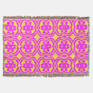Throw Blanket, Modern rosa gult mönster Filt