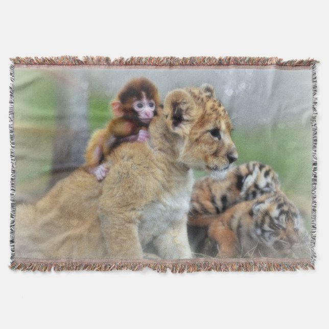 Throw Blanket/Monkey och Tigers Mysfilt (Framsidan)