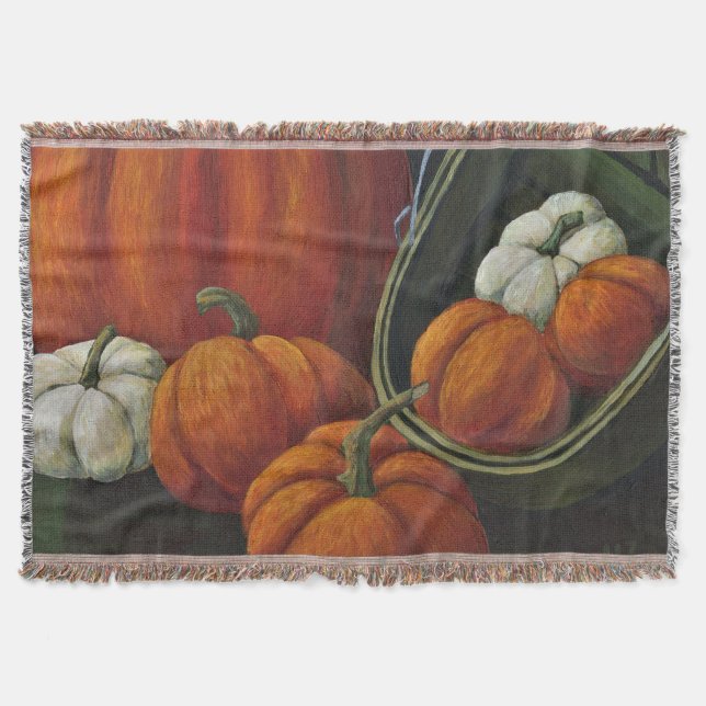 Throw Blanket Pumpkins i Grönt Basket Filt (Framsidan)