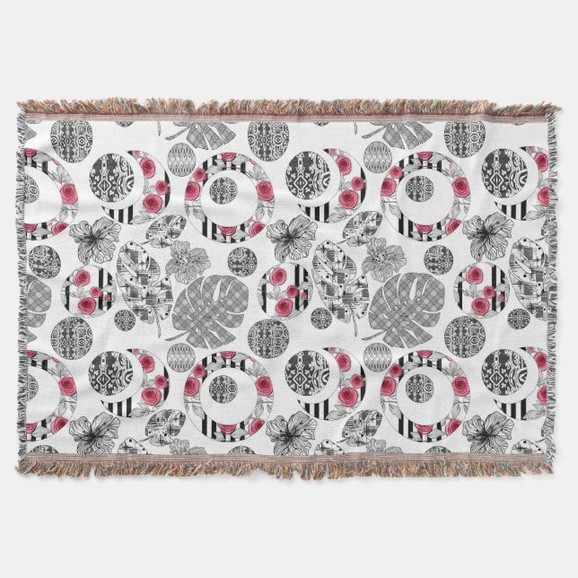 Throw Blanket, Red and Black, Quilting, Patchwork Filt (Framsidan)