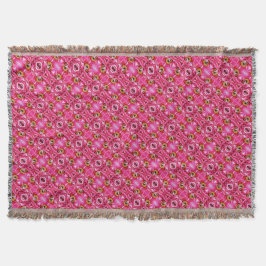 Throw Blanket Rosa Peony Mönster Filt