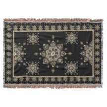 Throw Blanket Sepia Medallions på Black