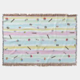 Throw Blanket – Sports & Stripes Pastel Racing  Filt