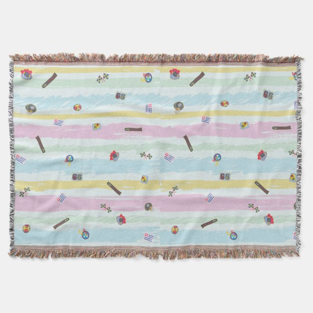 Throw Blanket – Sports & Stripes Pastel Racing  Filt (Framsidan)