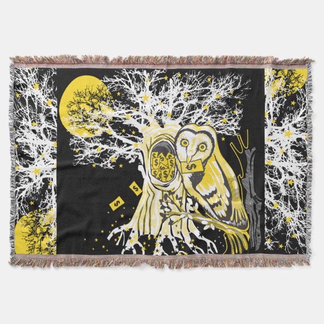 Throw Blanket – Urban Tree Owl & Wealth Surreal  Filt (Framsidan)