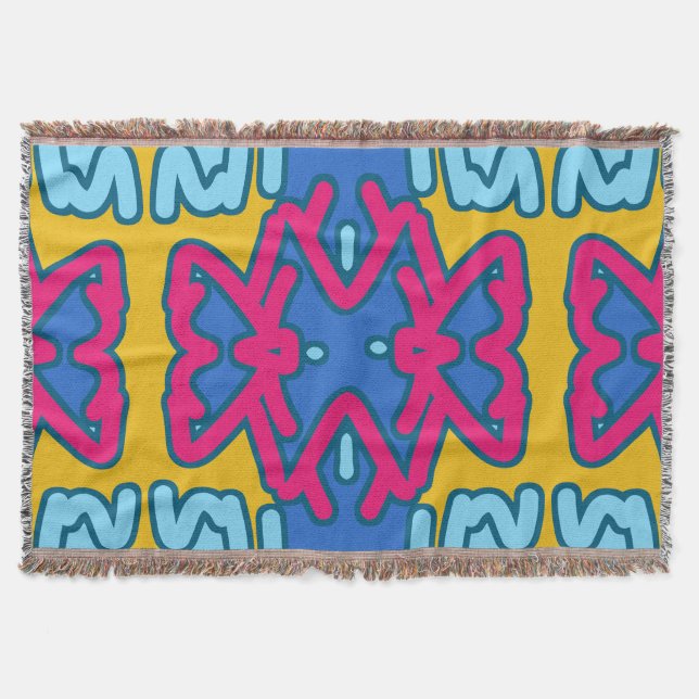 Throw Blanket, Vibrant multifärgad väv mönster Filt (Framsidan)
