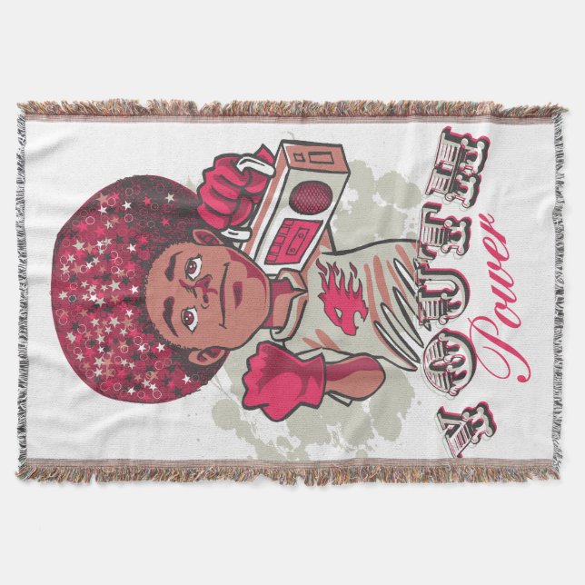 Throw Blanket – YOUTH Power Afro & Boombox Urban Filt (Framsidan)