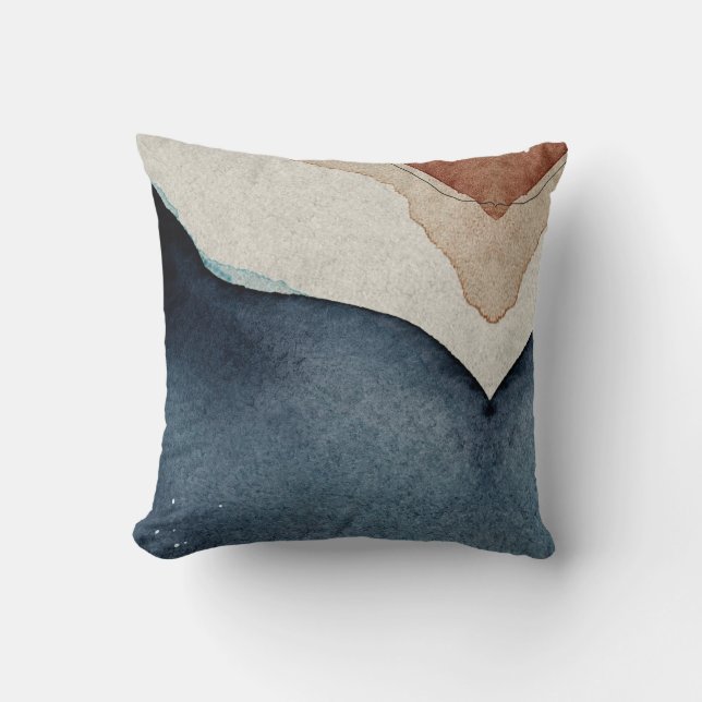 Throw Cushion - Abstrakt Blue Brown Mönster Kudde (Framsida)