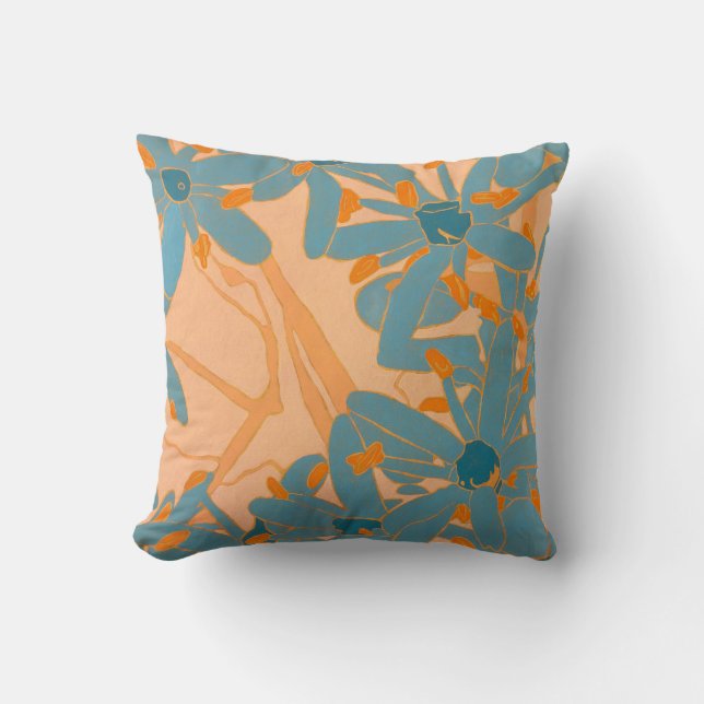 Throw Cushion Contemporary Leaf Design in Peach Kudde (Framsida)