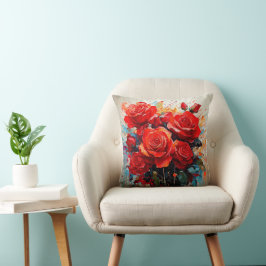 Throw Cushion - Röd ros-teckningen Kudde