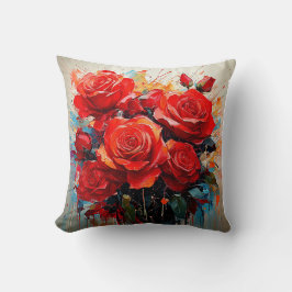 Throw Cushion - Röd ros-teckningen Kudde