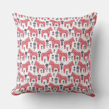 Throw Cushion - Svenska Dala Horse & Blommigt Desi