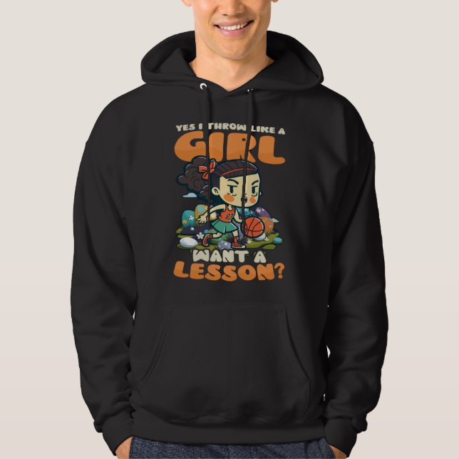 Throw Like Girl Easter Basketball Easter Hoodie (Framsida)