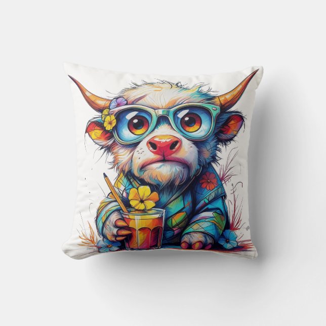  Throw Pillow 16" x 16"With The wonderful cow Kudde (Framsida)