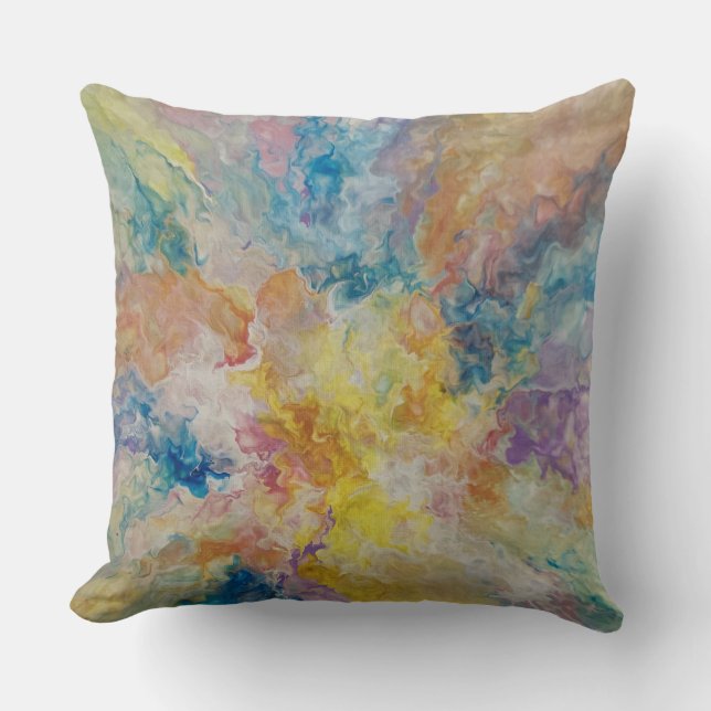 Throw Pillow - abstract colorful multi-colored fun Kudde (Framsida)