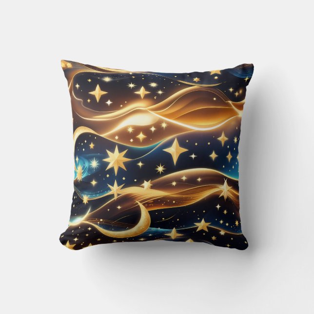 Throw Pillow – Amber Celestial Moon Kudde (Framsida)
