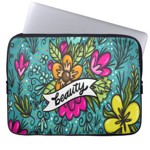 Throw Pillow Beauty with Flowers Laptop Fodral