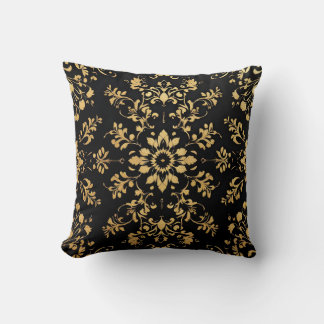 Throw Pillow black yellow pattern  Kudde