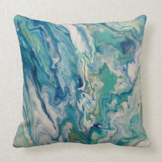 Throw pillow - blue, aqua, yellow abstract kudde