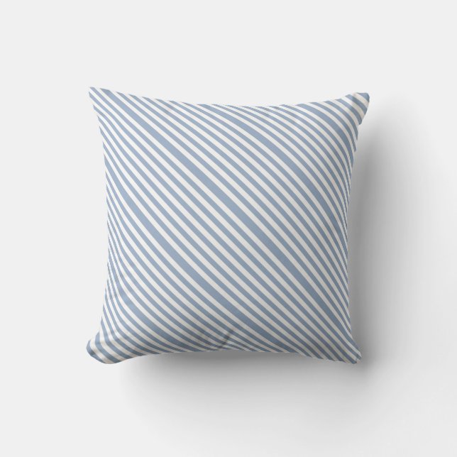 Throw Pillow Blue & White Stripe Kudde (Framsida)